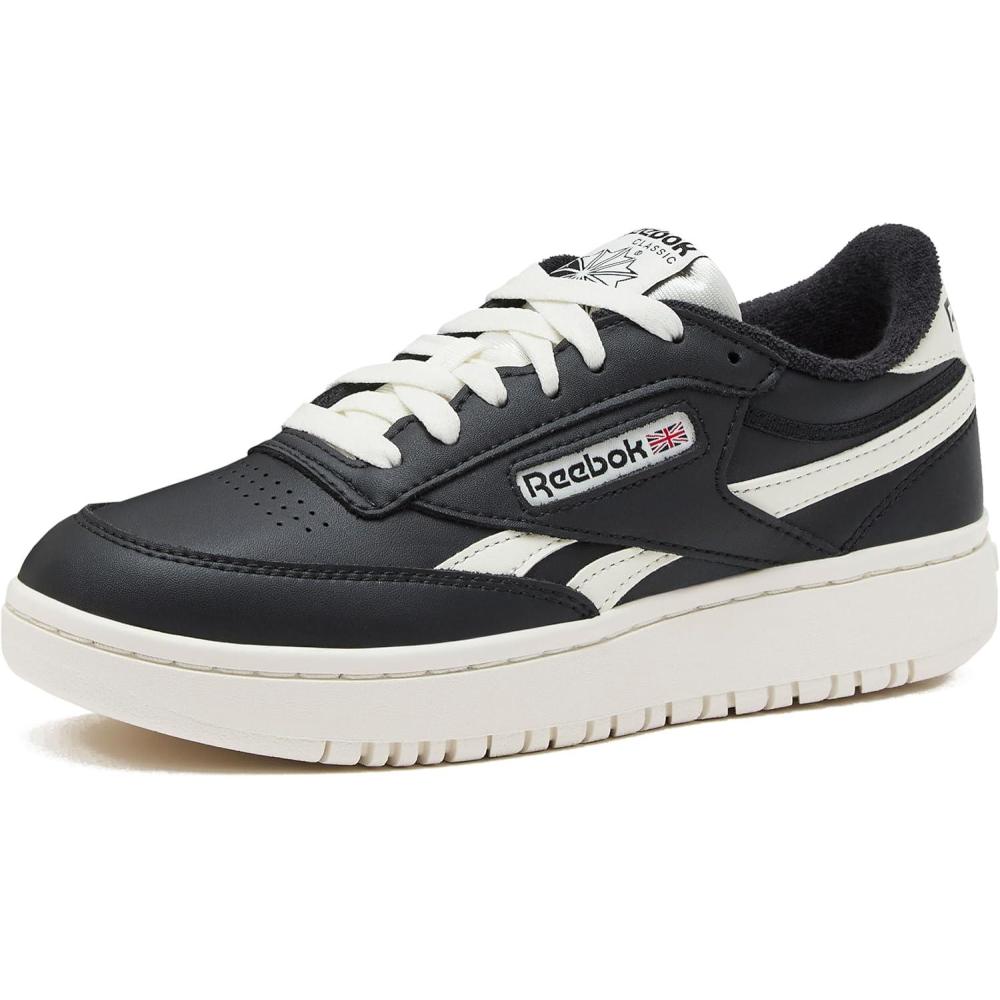 imageReebok Club C Double Revenge Platform Tennis Shoes for Women Fashion Womens SneakersBlackBlackChalk