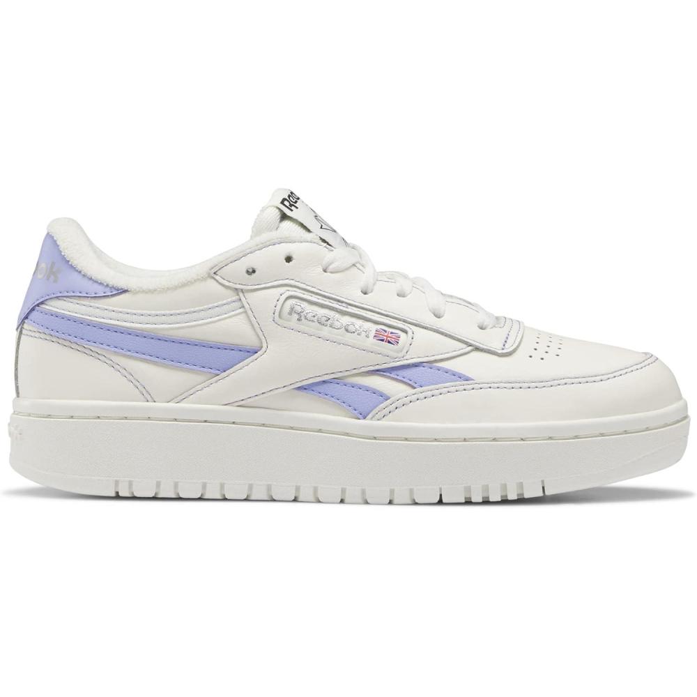 imageReebok Club C Double Revenge Platform Tennis Shoes for Women Fashion Womens SneakersChalkPink GlowSilver Metallic