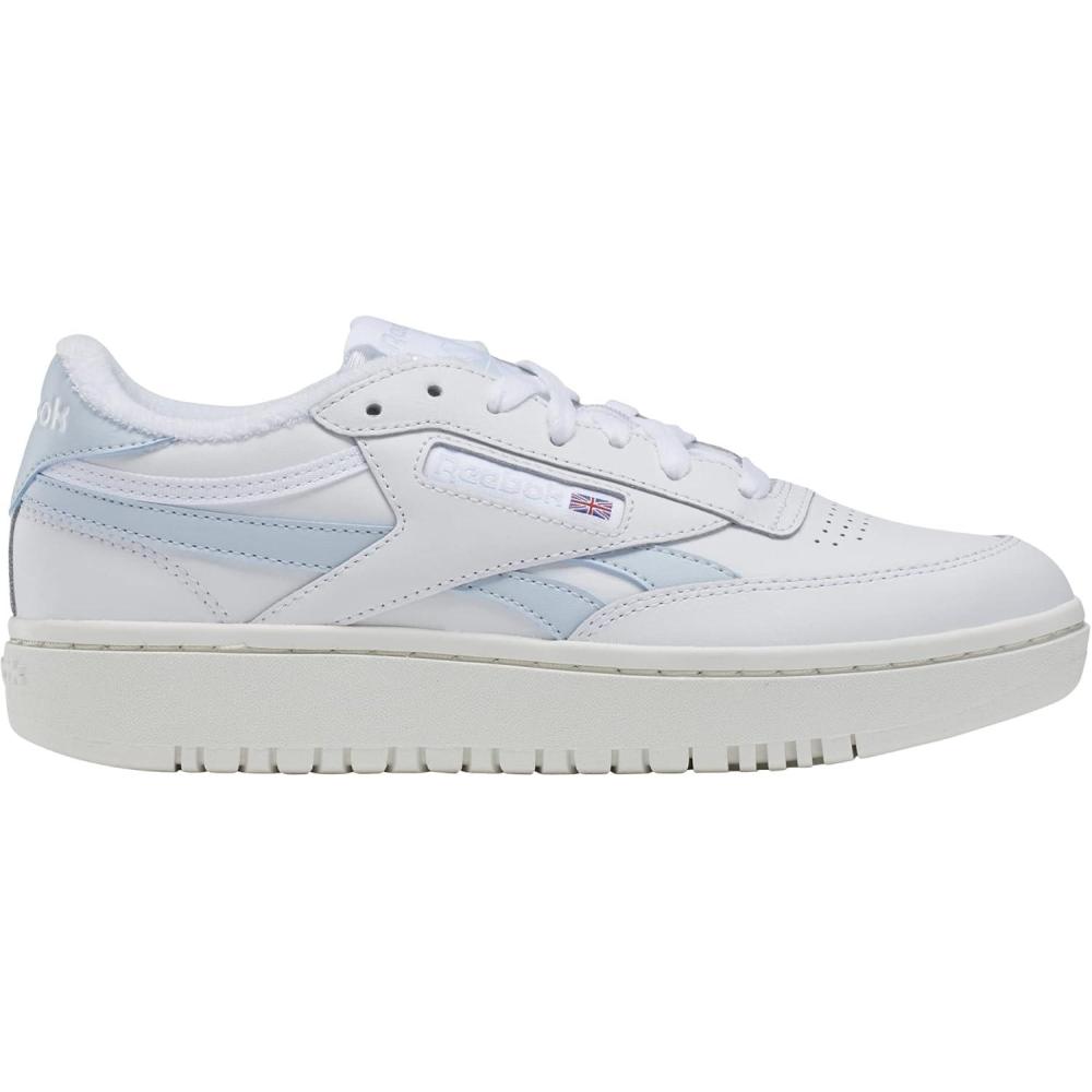imageReebok Club C Double Revenge Platform Tennis Shoes for Women Fashion Womens SneakersWhiteFeel Good BlueChalk
