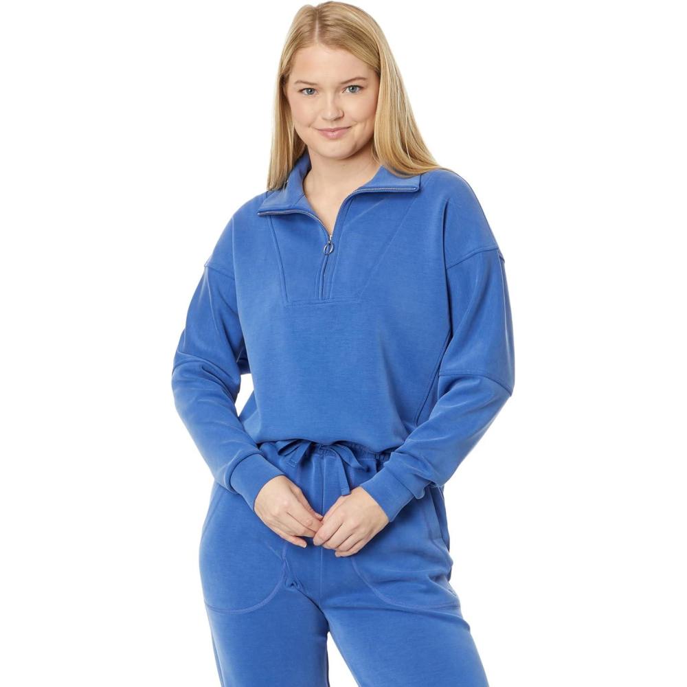 imageSweaty Betty Womens Sand Wash Soft Half Zip Pullover SweatshirtLightning Blue