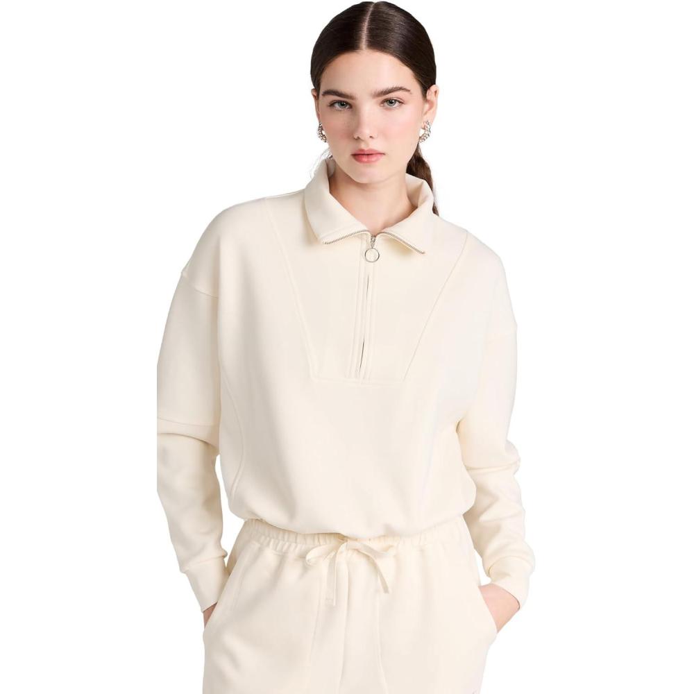 imageSweaty Betty Womens Sand Wash Soft Half Zip Pullover SweatshirtStudio White
