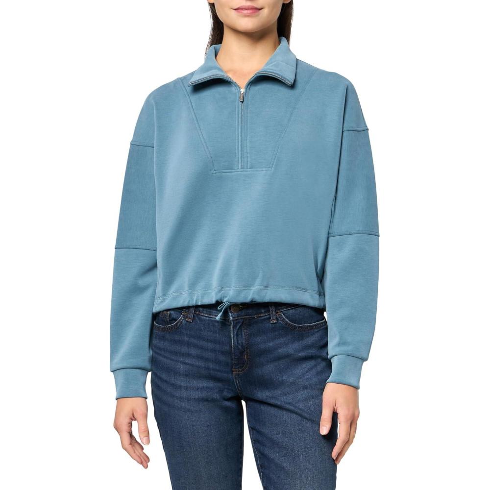 imageSweaty Betty Womens Sand Wash Soft Half Zip Pullover SweatshirtSubdued Blue