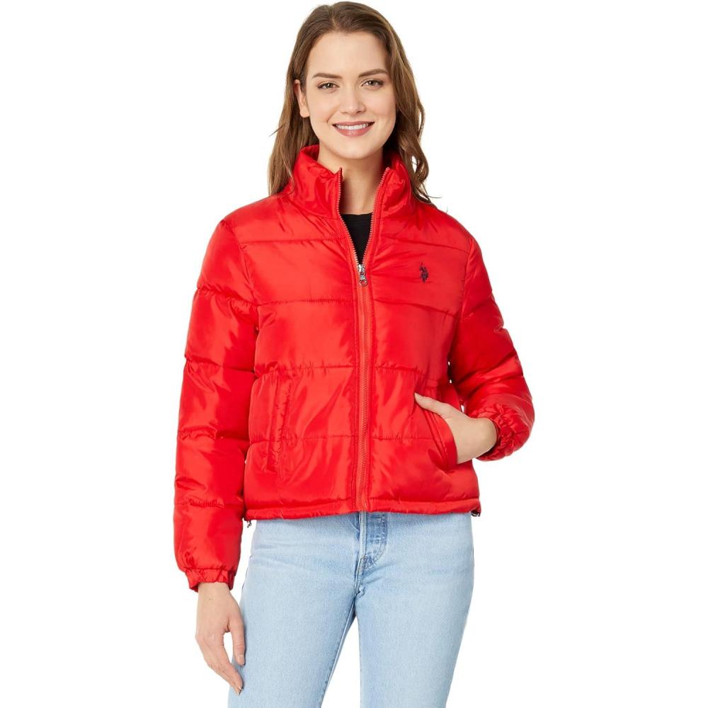 imageUS POLO ASSN Cropped Puffer JacketRacing Red