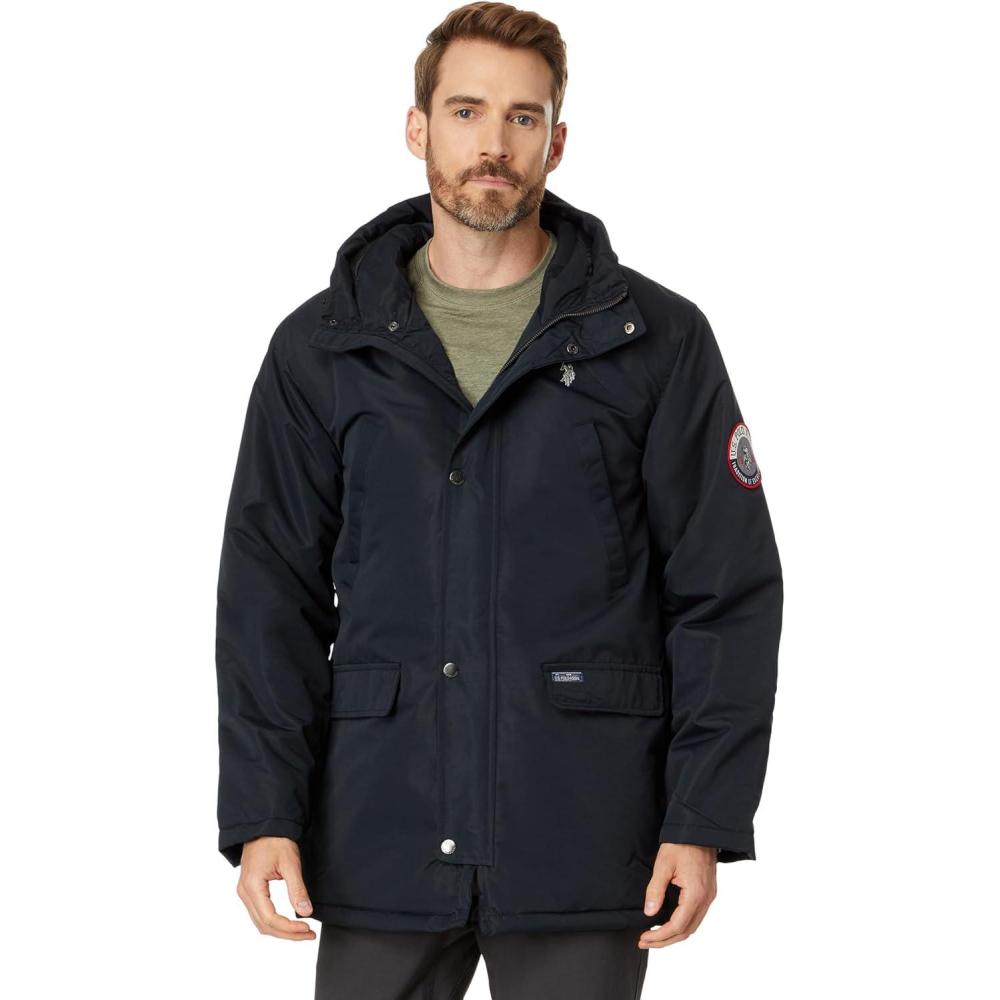 imageUS POLO ASSN Mens Solid Long Parka Snorkel JacketBlack