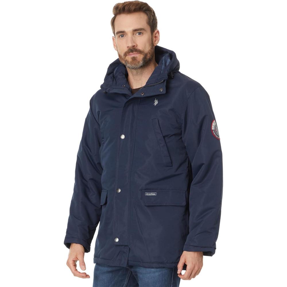 imageUS POLO ASSN Mens Solid Long Parka Snorkel JacketClassic Navy