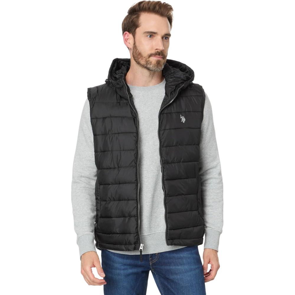 imageUS POLO ASSN Womens USPA Channel Hooded Puffer VestBlack