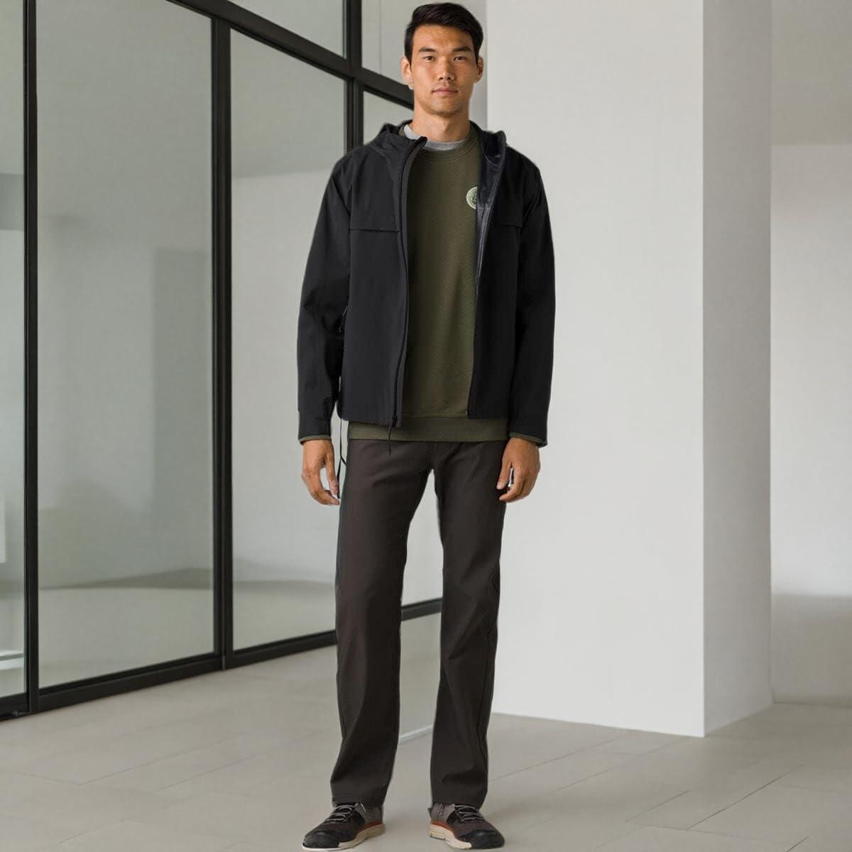 imageprAna Brion Pants II Trousers for Men Abrasion and Water Resistance Zip and Fly Closure Belt LoopsDark Iron