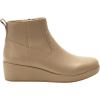Alegria Womens Hadi Comfort Leather Ankle Wedge Boot(Beige)