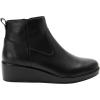 Alegria Womens Hadi Comfort Leather Ankle Wedge Boot(Black)