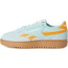 Reebok Club C Double Revenge Platform Tennis Shoes for Women, Fashion Womens Sneakers(Glitch Aqua/Electric Amber/Gum)