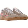 Reebok Club C Double Revenge Platform Tennis Shoes for Women, Fashion Womens Sneakers(Gritty Grey/Sunset Coral/Gum)