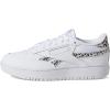 Reebok Club C Double Revenge Platform Tennis Shoes for Women, Fashion Womens Sneakers(White/Core Black/Pure Grey)