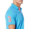 U.S. Polo Assn. Men’s Short-Sleeve Polo Shirt with Applique, Casual Summer Slim Fit Polo Shirt with Contrast Color(Blue Fin Heather)