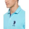 U.S. Polo Assn. Men’s Short-Sleeve Polo Shirt with Applique, Casual Summer Slim Fit Polo Shirt with Contrast Color(Horizon Blue)