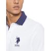 U.S. Polo Assn. Men’s Short-Sleeve Polo Shirt with Applique, Casual Summer Slim Fit Polo Shirt with Contrast Color(White/Dodger Blue)