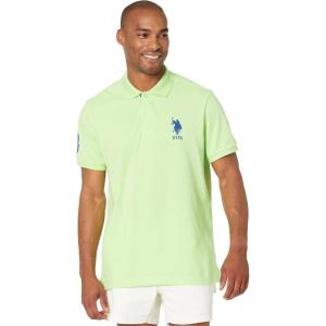 U.S. Polo Assn. Men’s Short-Sleeve Polo Shirt with Applique, Casual Summer Slim Fit Polo Shirt with Contrast Color(Paradise Mint)