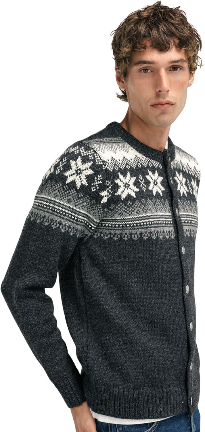 imageDale of Norway Veafjord Masculine Cardigan Men Cardigan Sweater RegularFitDark Charcoal Smoke Cream