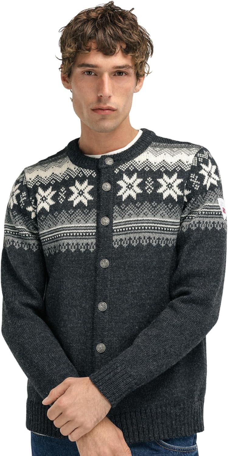 imageDale of Norway Veafjord Masculine Cardigan Men Cardigan Sweater RegularFitDark Charcoal Smoke Cream