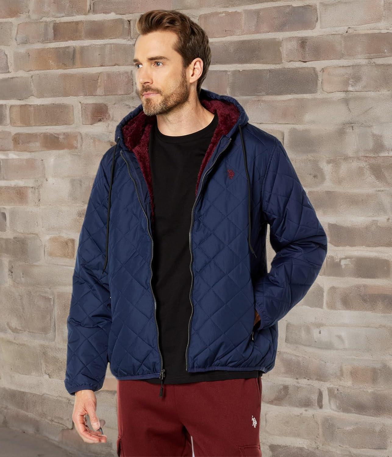 imageUS POLO ASSN Diamond Quilt Jacket Classic Navy MD