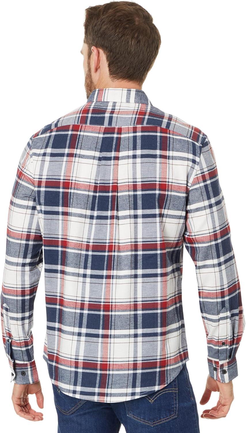 imageUS Polo Assn Mens Long Sleeve Classic Fit 1 Pocket Yarn Dye Stretch Peached Twill Heathered RWB Plaid Woven ShirtDark Night Heather