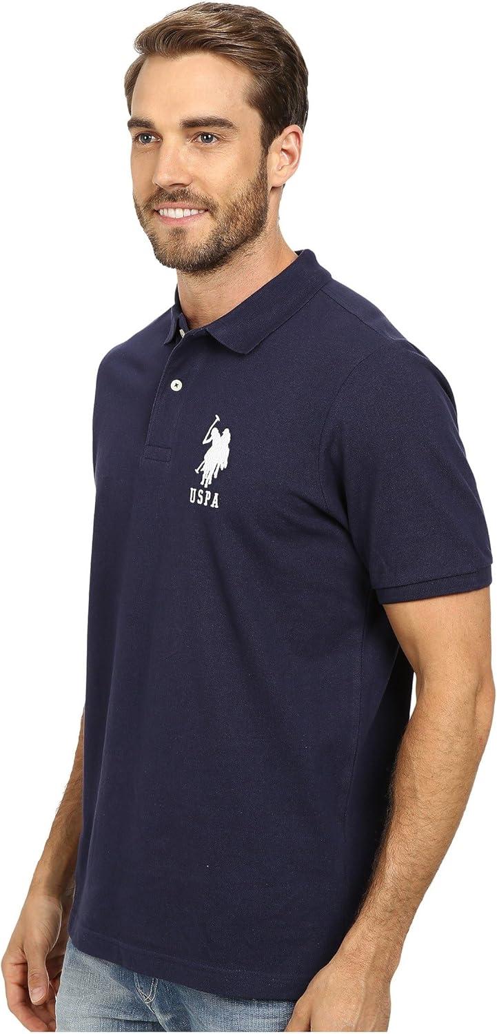 imageUS Polo Assn Mens Solid Pique Polo ShirtClassic NavyWhite