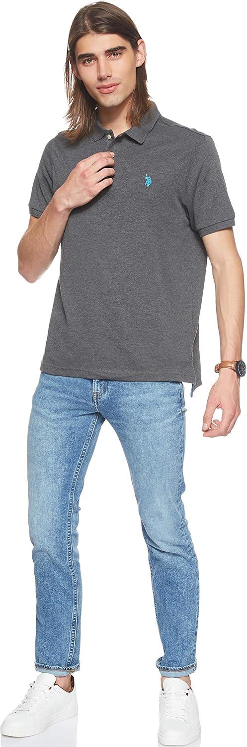 imageUS Polo Assn Mens Solid Pique Polo ShirtHeather Dark Gray