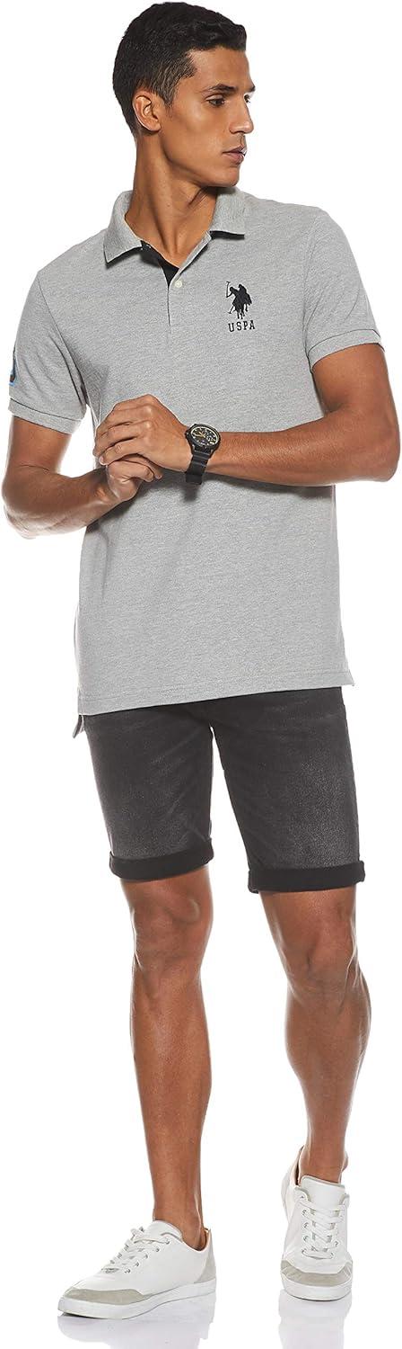 imageUS Polo Assn Mens Solid Pique Polo ShirtHeather GreyBlack6543