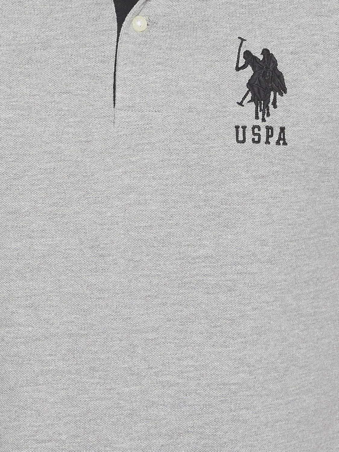 imageUS Polo Assn Mens Solid Pique Polo ShirtHeather GreyBlack6543