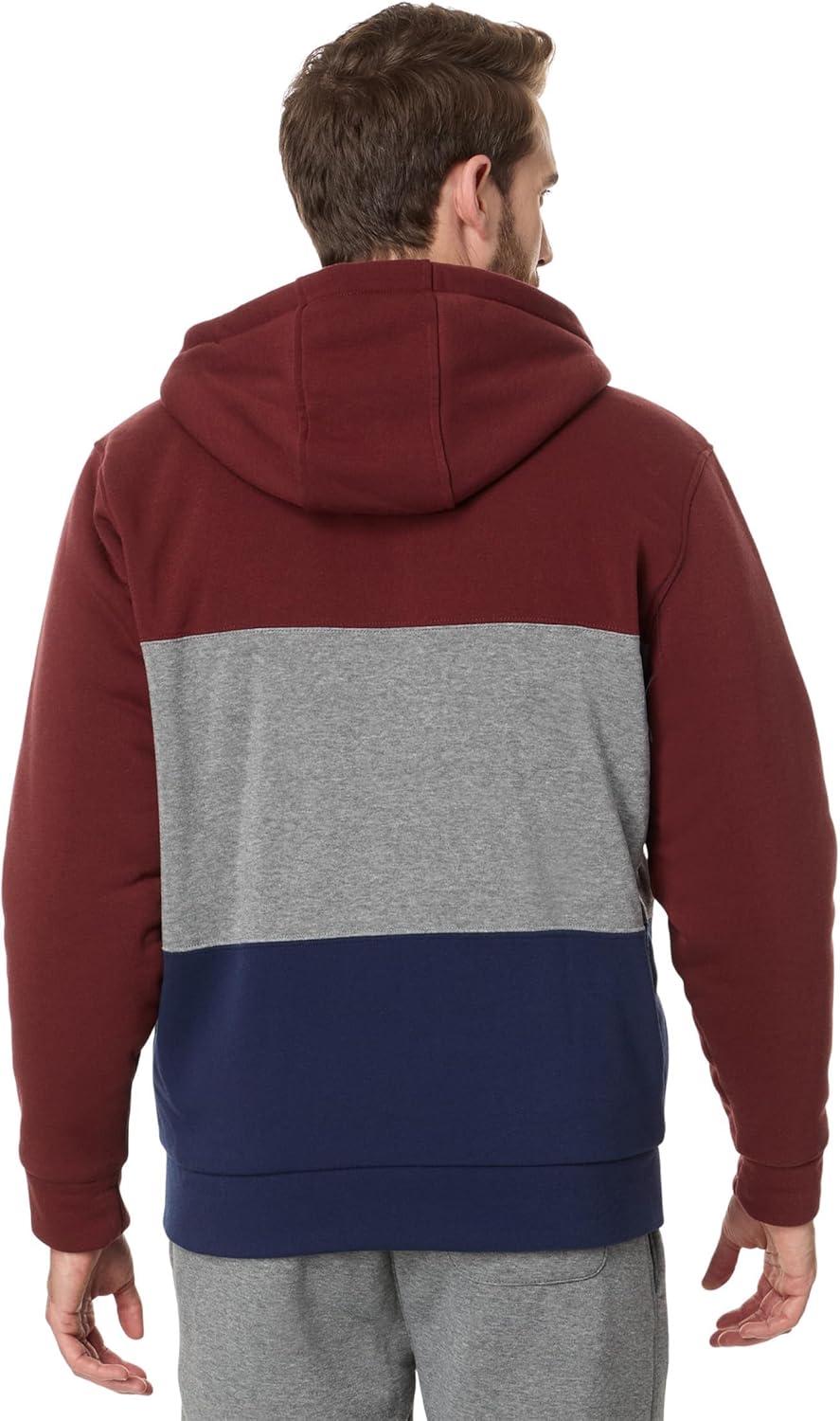 imageUS Polo Assn Mens USPA ColorBlock Full Zip Sherpa HoodieSeagrams Burgandy
