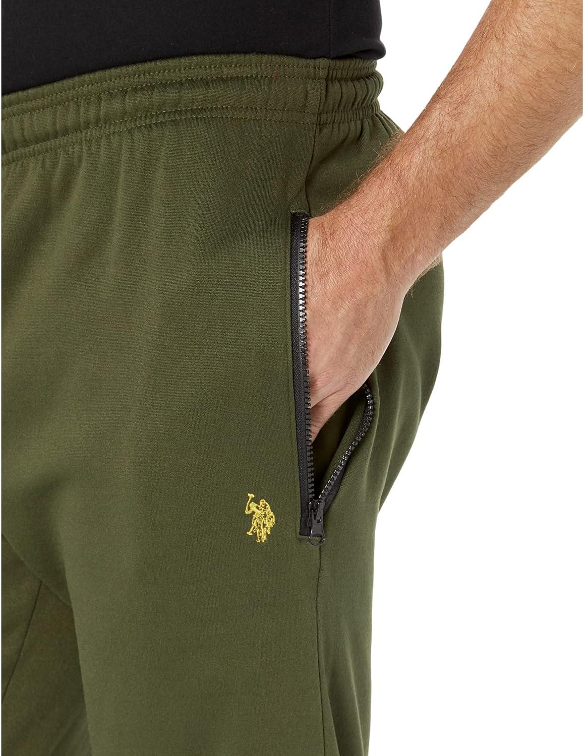 imageUS Polo Assn Mens Zip Pocket Fleece PantsGreen Beret