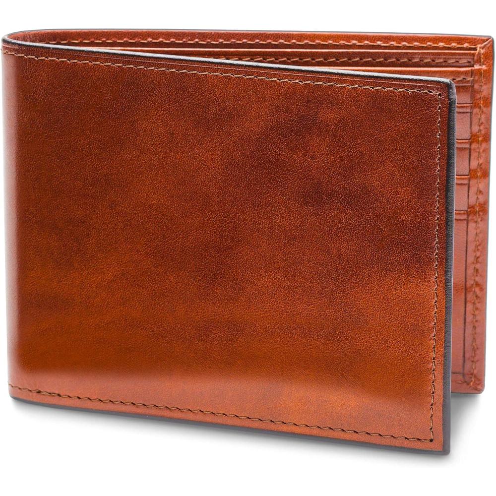 imageBosca Mens Old Leather Bifold Wallet with ID Window and Card Slots  Italian Leather Durable and Stylish BlackAmber