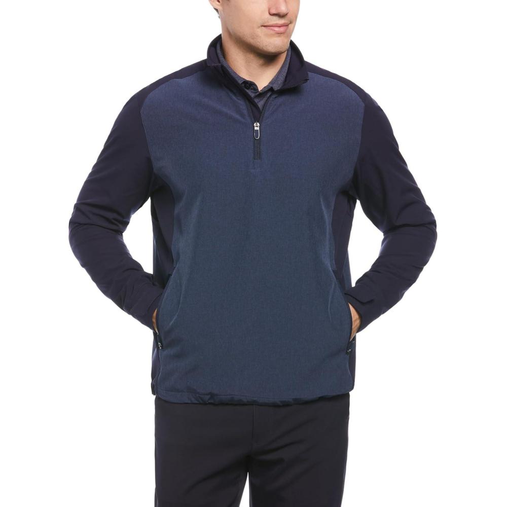 imageCallaway mens Long Sleeve 14 Zip Wind JacketPeacoat Heather