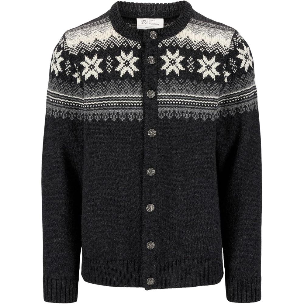 imageDale of Norway Veafjord Masculine Cardigan  Men Cardigan Sweater  RegularFitDark Charcoal Smoke Cream