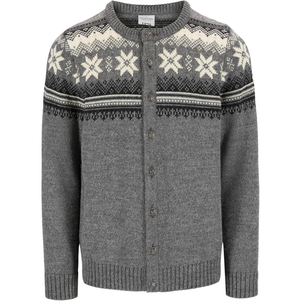 imageDale of Norway Veafjord Masculine Cardigan Men Cardigan Sweater RegularFitSmoke Dark Charcoal Cream