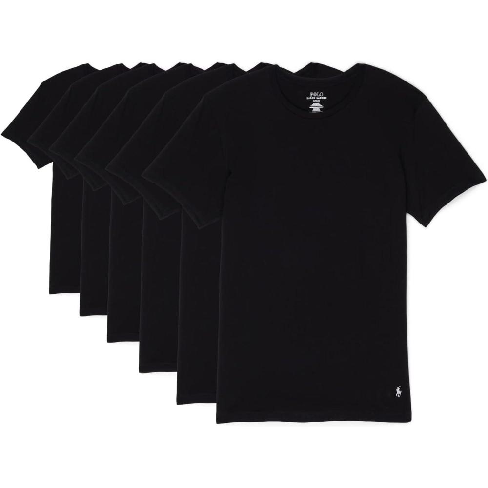 imagePOLO RALPH LAUREN Classic Fit Crew Neck TShirts  Pack of 6  100 Cotton  Straight Hem  Short Sleeves6 Polo BlackRl2000 Red