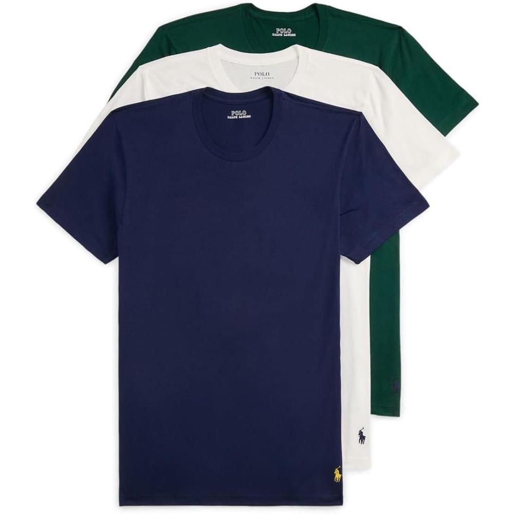 imagePolo Ralph Lauren Underwear Mens Classic Fit Cotton Crew 3PackCruise NavyWhiteMoss Agate