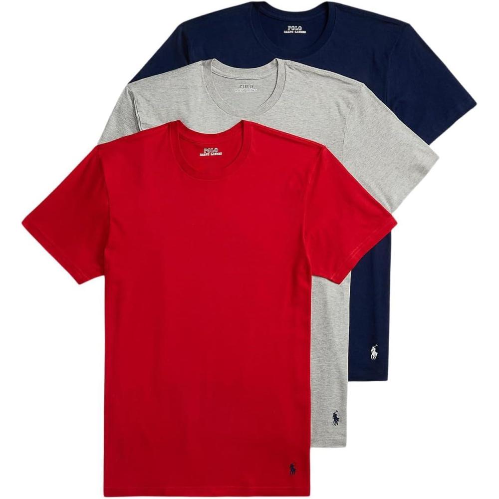 imagePolo Ralph Lauren Underwear Mens Classic Fit Cotton Crew 3PackRl2000 RedAndover HeatherCruise Navy