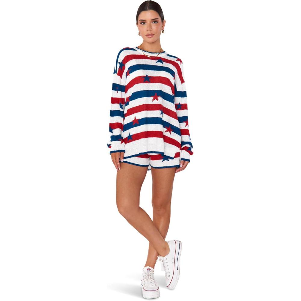 imageShow Me Your Mumu Womens Go to SweaterStar Spangled Stripe