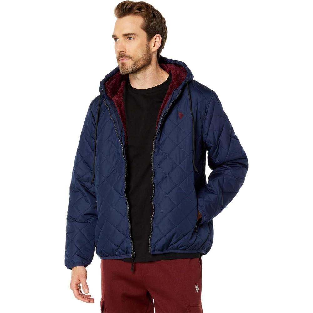 imageUS POLO ASSN Diamond Quilt Jacket Classic Navy MD