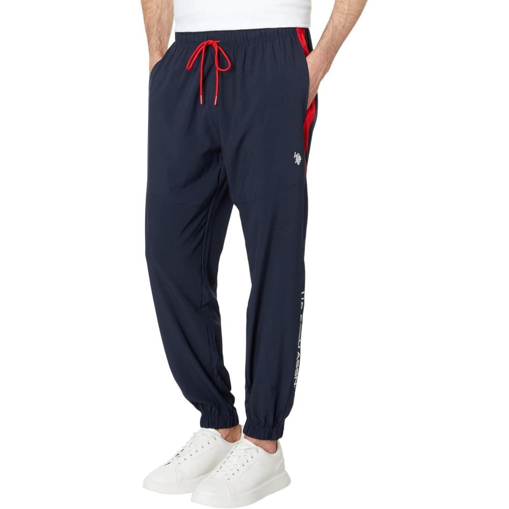 imageUS POLO ASSN Mens USPA Cut Panel Stretch Woven PantClassic Navy