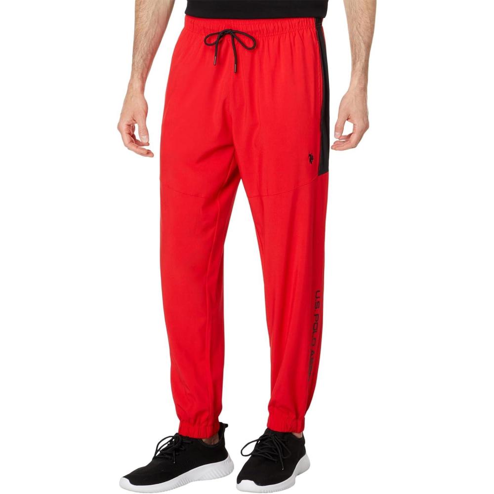 imageUS POLO ASSN Mens USPA Cut Panel Stretch Woven PantEngine Red