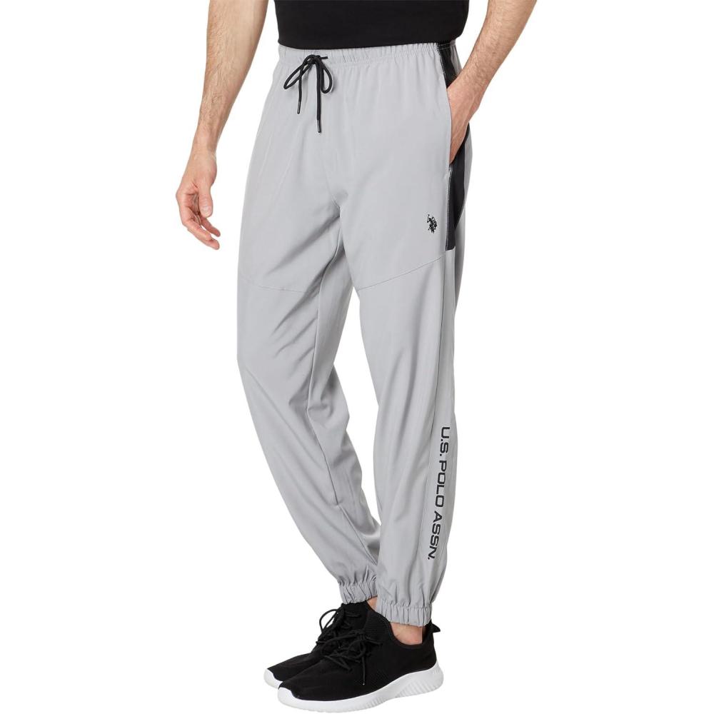 imageUS POLO ASSN Mens USPA Cut Panel Stretch Woven PantVapor Grey