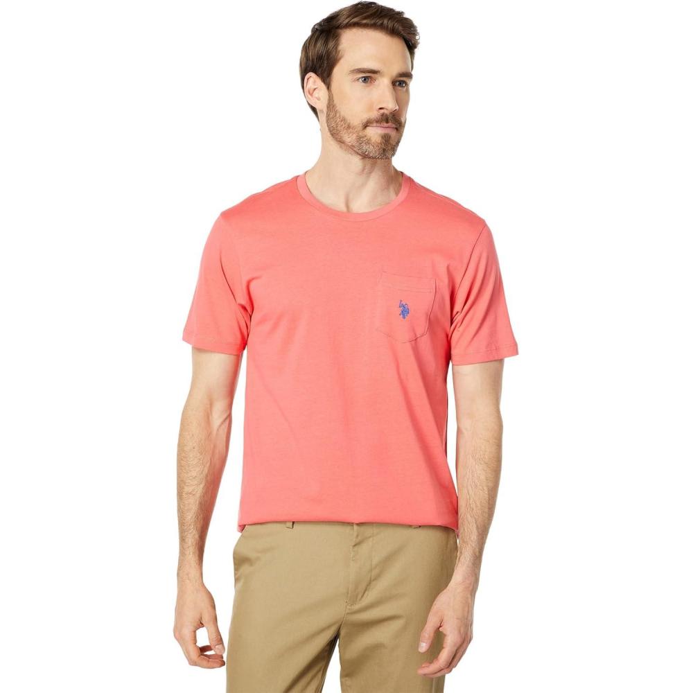 imageUS Polo Assn Mens Crew Neck Pocket TShirt Color Group 2 of 2Calypso Coral