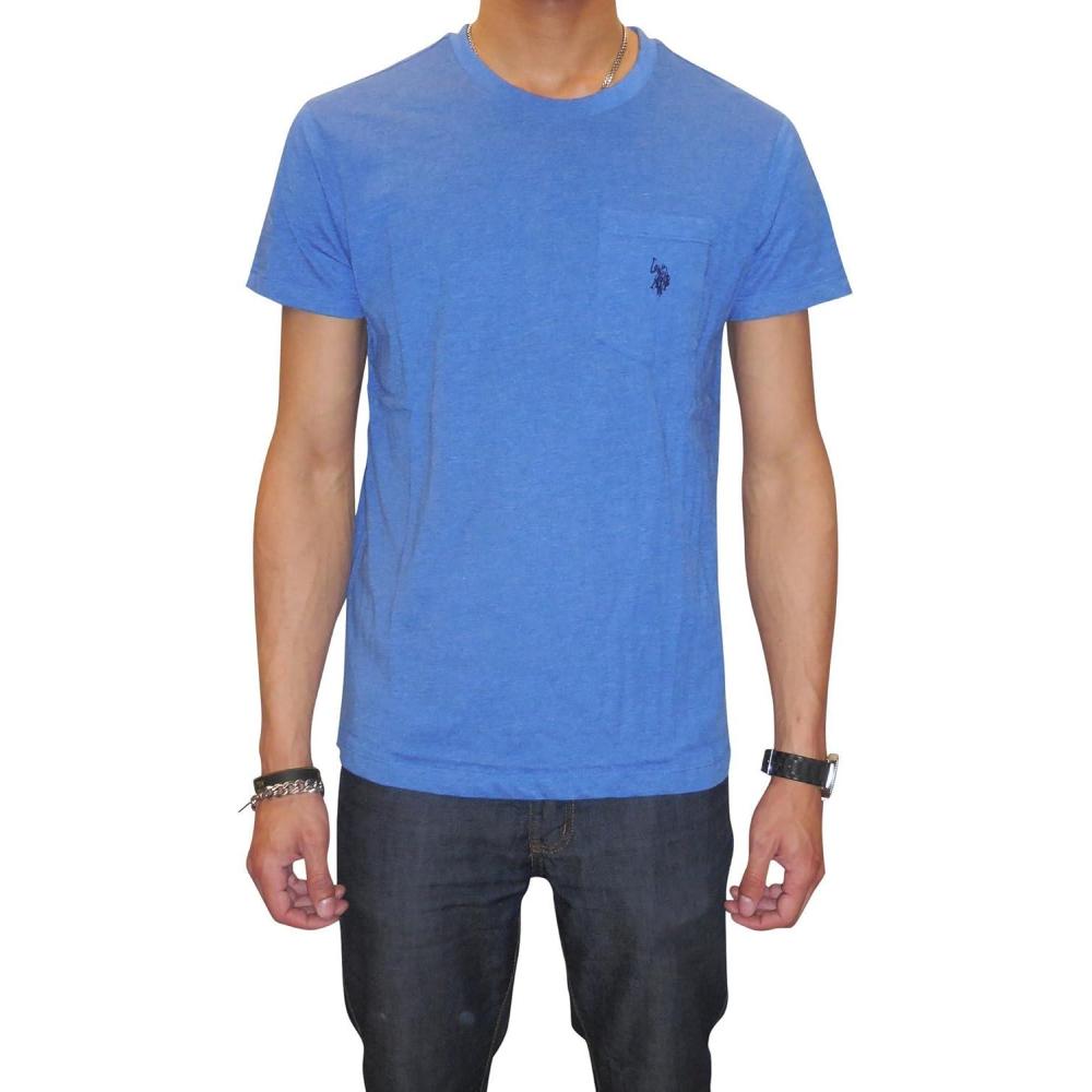 imageUS Polo Assn Mens Crew Neck Pocket TShirt Color Group 2 of 2Cobalt Heather