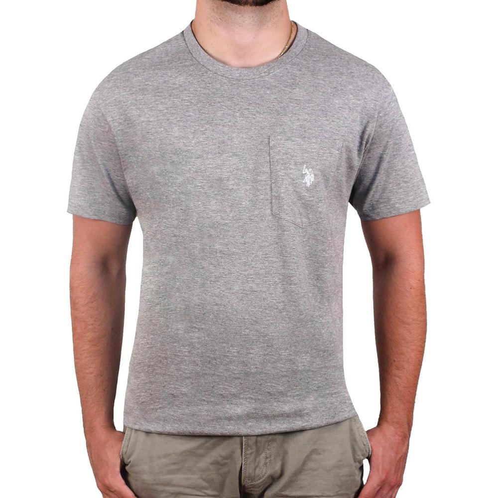 imageUS Polo Assn Mens Crew Neck Pocket TShirt Color Group 2 of 2Heather Grey