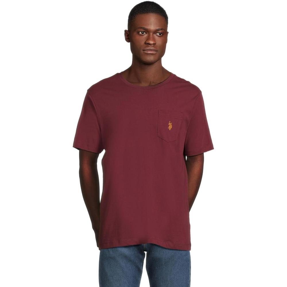 imageUS Polo Assn Mens Crew Neck Pocket TShirt Color Group 2 of 2Maroon Fall