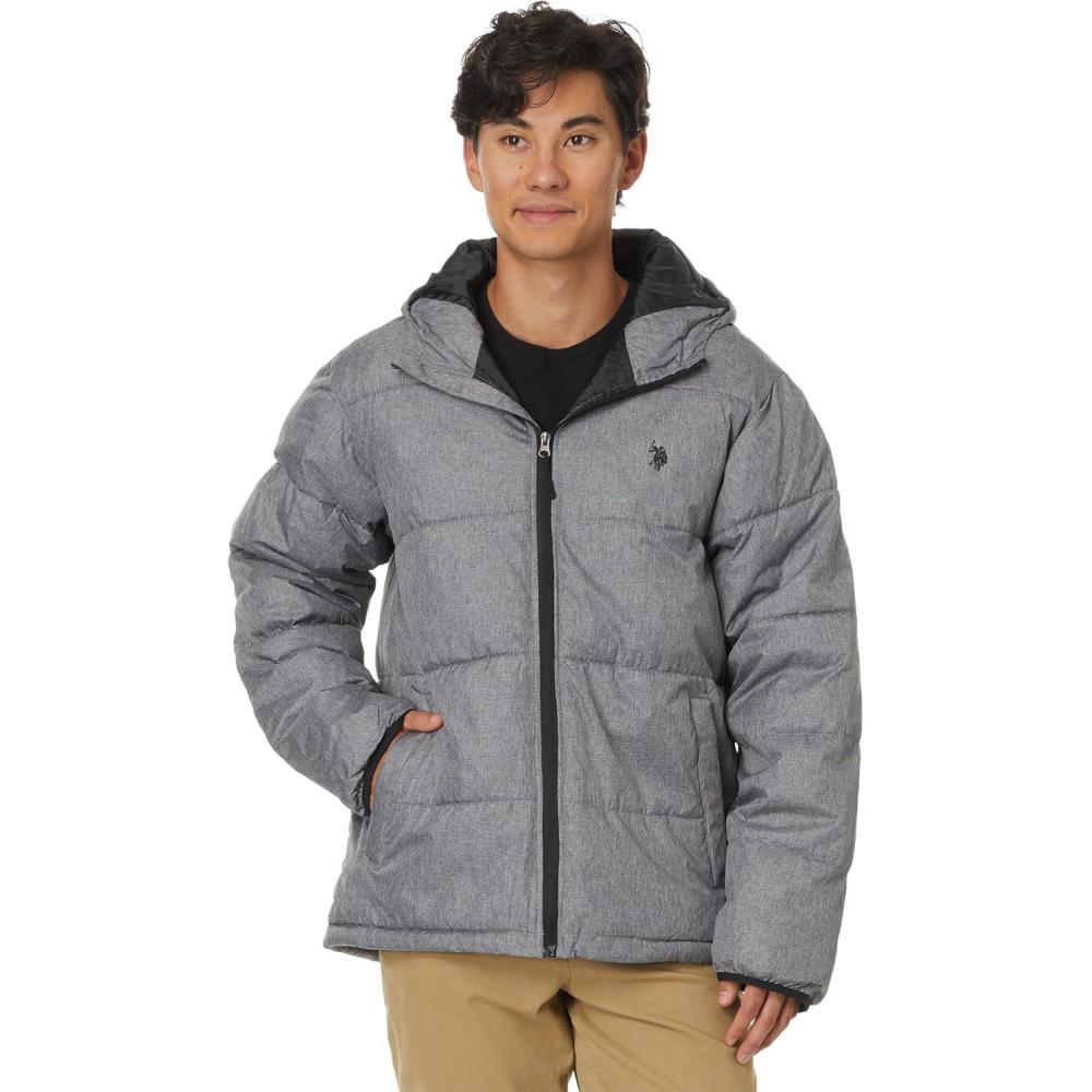 imageUS Polo Assn Mens Heathered Moderate PufferDark Grey Heather