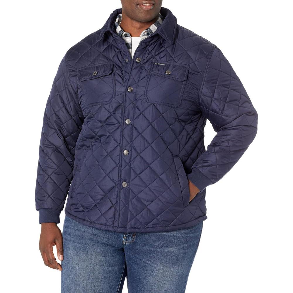 imageUS Polo Assn Mens Quilted Shirt JacketClassic Navy