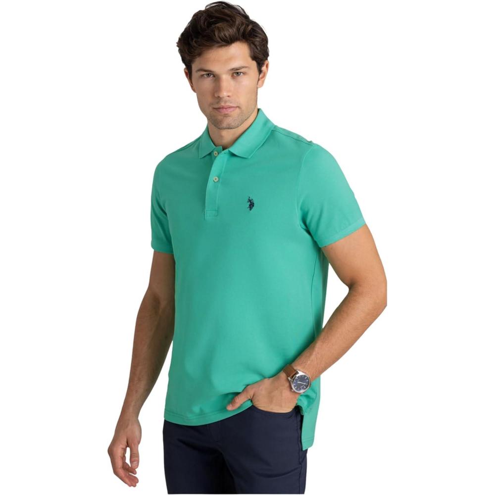 imageUS Polo Assn Mens Solid Pique Polo ShirtAqua Teal