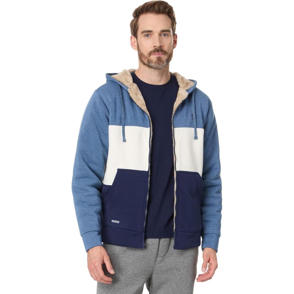 imageUS Polo Assn Mens USPA ColorBlock Full Zip Sherpa HoodieColorado Blue Heather